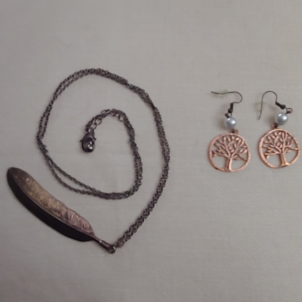 Brass Necklace and Earrings